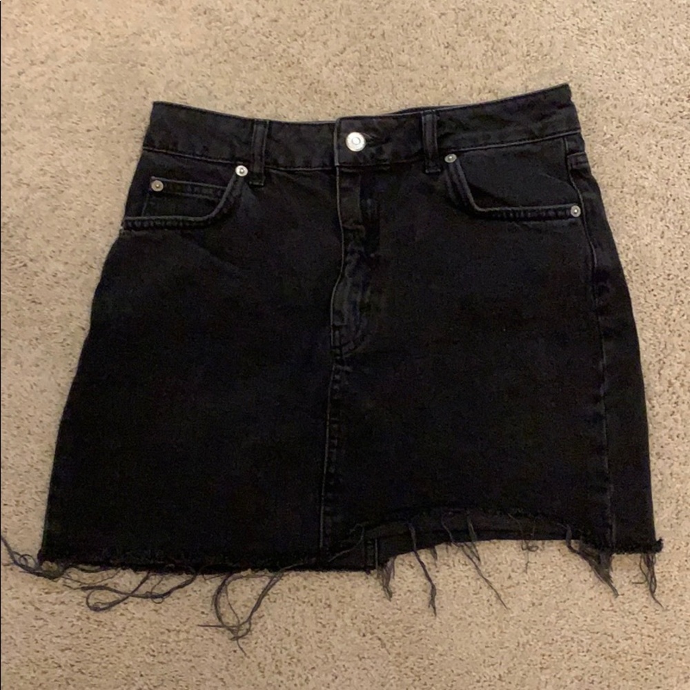 Black denim top shop moto skirt